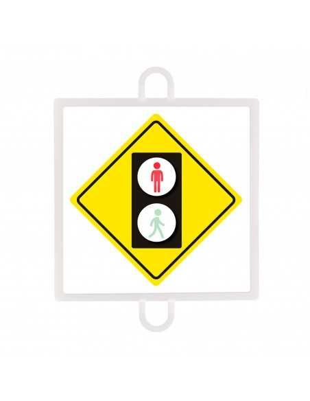 Panel de señalización tráfico de advertencia nº 5 (peatones rojo)