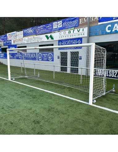 Juego porterías aluminio fútbol 7 120x100 mm abatibles con arquillos cincados
