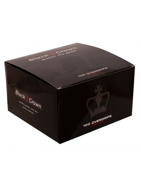 Caja 100 overgrips black crown lisos blancos